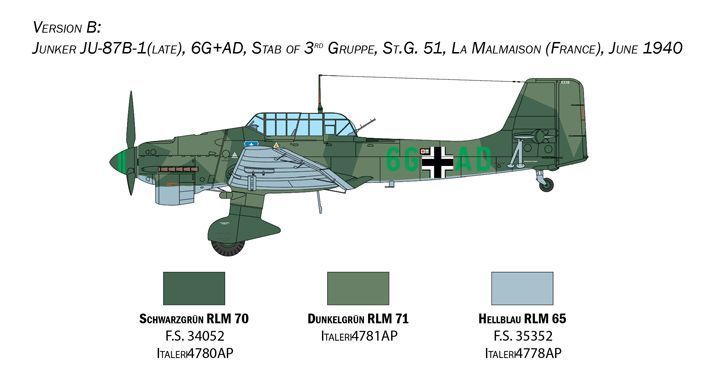 Збірна модель 1/48 Літак Junkers Ju 87B IT2807 фото