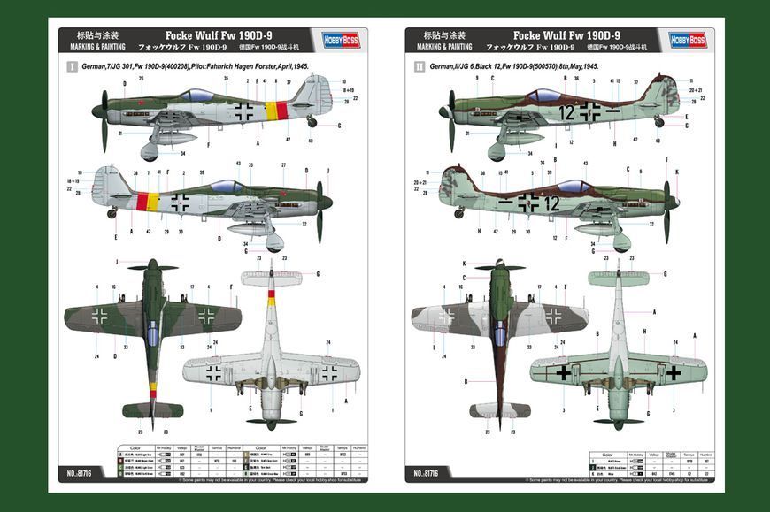 Збірна модель німецького винищувача Focke-Wulf FW190D-9 HB81716 фото
