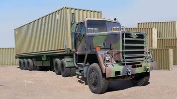 Збірна модель важкої армійської вантажівки M915 з причепом-платформою M872 та 40футовим контейнером TR01015 фото