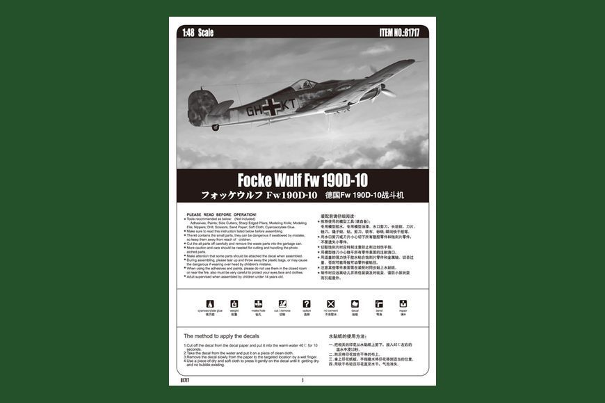 Збірна модель німецького винищувача Focke-Wulf FW190D-10 HB81717 фото