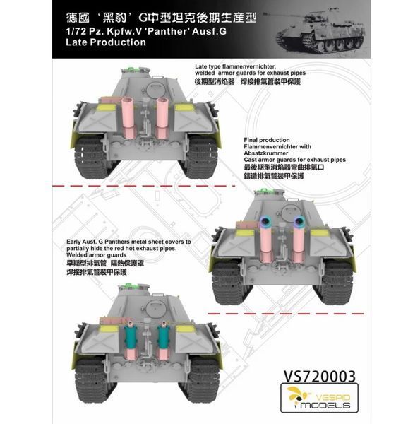Німецький середній танк 1/72 Пантера (Pz.Kpfw.V Panther Ausf.G Late Production) Vespid VS720003 VS720003 фото