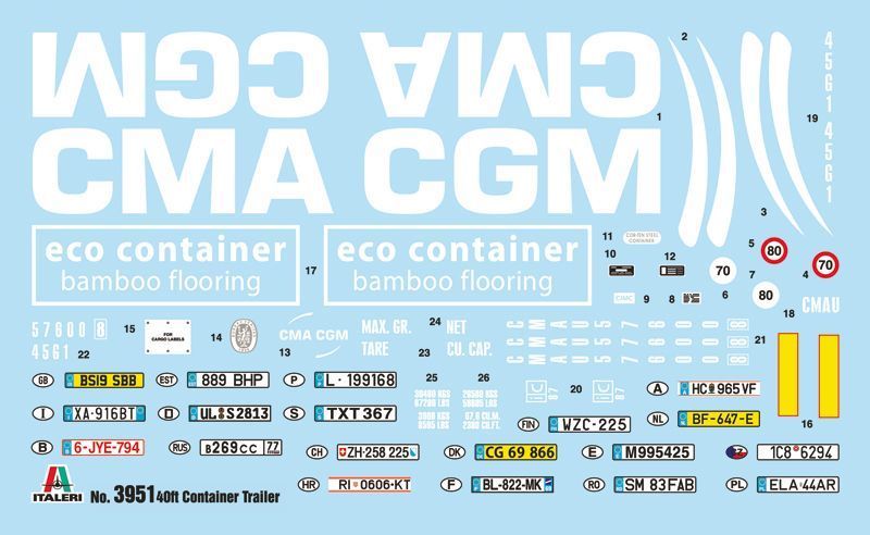 Збірна модель 1/24 Контейнерний причіп 40 футів Italeri 3951 IT3951 фото