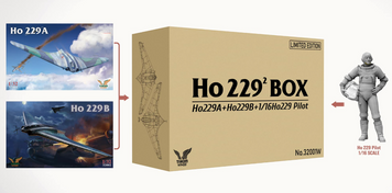 Набір із трьох моделей Horten Ho 229B + Horten Ho 229A + фігурка пілота в 1/16 Takom 32001W TK32001W фото