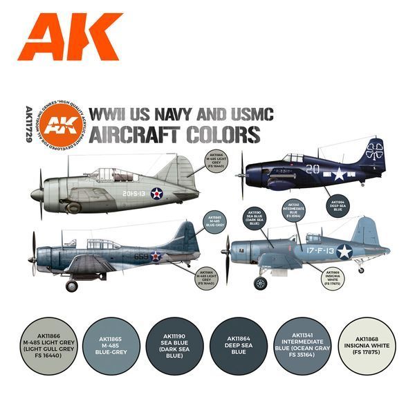 WWII US NAVY & USMC AIRCRAFT COLORS / КОЛЬОРИ САМОЛІТІВ ВМС І МОРСЬКОЇ ПІХОТИ США ЧАСІВ 2СВ AK11729 фото