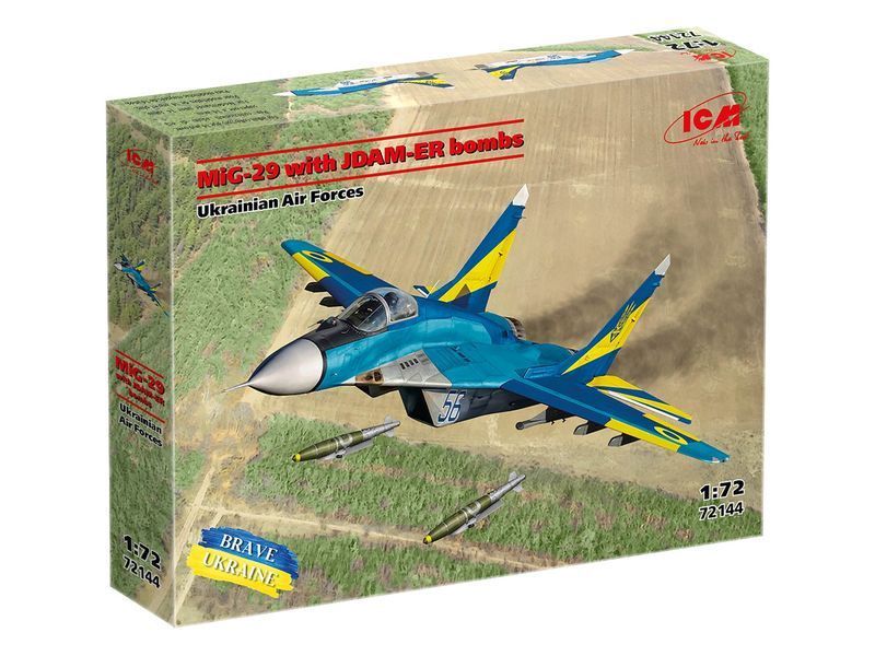 Збірна модель 1/72 Літак МіГ-29 Повітряних сил України з бомбами JDAM-ER ICM72144 фото