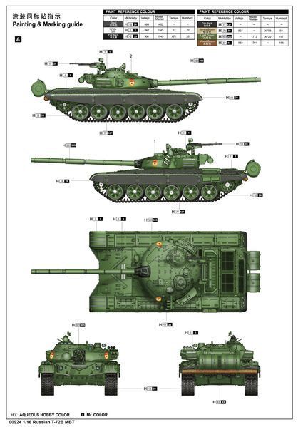 Збірна модель 1/16 Радянський танк T-72B Trumpeter 00924 TR00924 фото