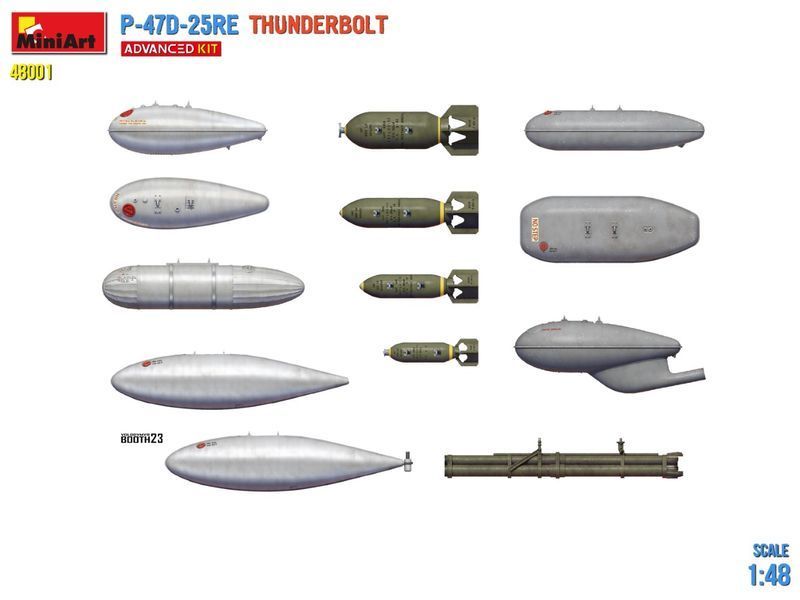 Збірна модель 1/48 WWII Military Miniatures Американський Винищувач Розширений комплект P-47D-25RE MA48001 фото