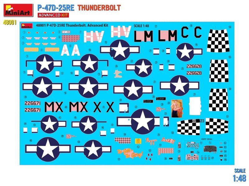 Збірна модель 1/48 WWII Military Miniatures Американський Винищувач Розширений комплект P-47D-25RE MA48001 фото