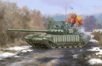 Збірна модель танка Т-72Б3 з м'яким корпусом 4С24 ERA та гратчастою бронею TR09610 фото