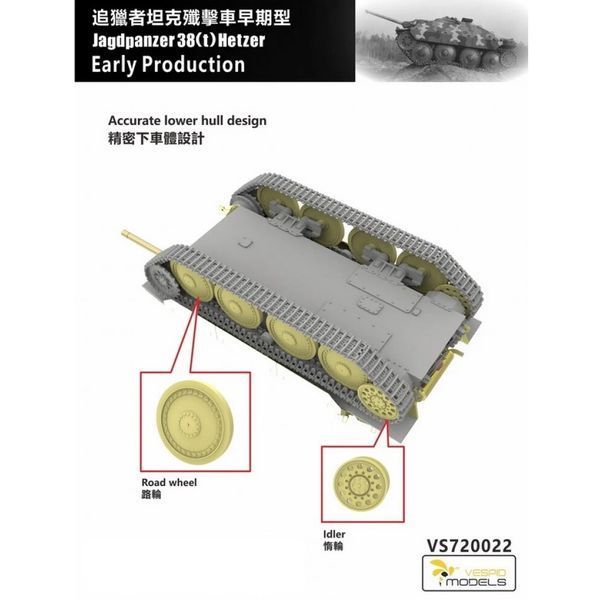 Німецька ПТ-САУ 1/72 Хетцер (Jagdpanzer 38(T) Hetzer Early Production) Vespid VS720022 , збірна моде VS720022 фото