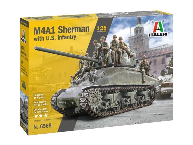 Збірна модель 1/35 Танк M4A1 Sherman з американською піхотою IT6568 фото