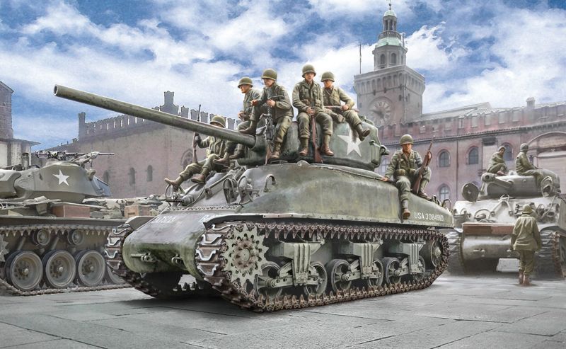 Збірна модель 1/35 Танк M4A1 Sherman з американською піхотою IT6568 фото