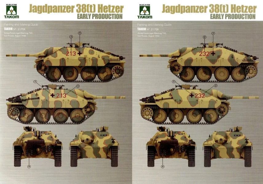 Збірна модель 1/35 САУ Jagdpanzer 38(t) Hetzer ранніх випусків (ОБМЕЖЕНИЙ ВИПУСК) Takom 2170X TK2170X фото