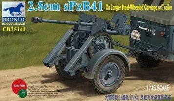 Збірна модель 2,8 см SPzB 41, на великому сталевому колісному візку з причепом CB35141 фото