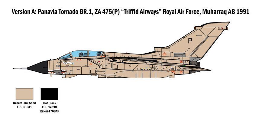 Збірна модель 1/48 Літак Tornado GR.1/IDS (Війна у Перській затоці) IT2783 фото
