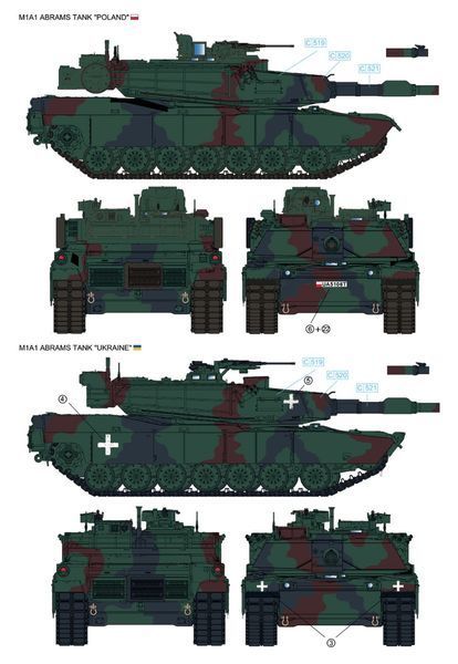 Збірна модель 1/35 американський танк Абрамс M1A1 Україна/Польща 2 в 1 лімітована серія RM-5106 фото