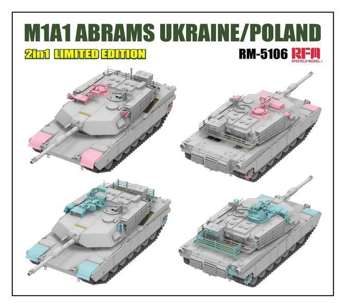 Збірна модель 1/35 американський танк Абрамс M1A1 Україна/Польща 2 в 1 лімітована серія RM-5106 фото
