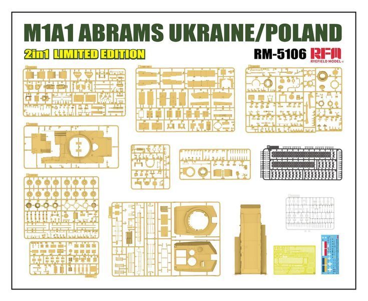 Збірна модель 1/35 американський танк Абрамс M1A1 Україна/Польща 2 в 1 лімітована серія RM-5106 фото