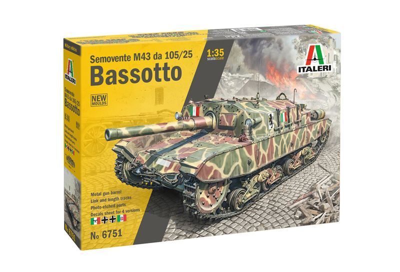 Збірна модель 1/35 Semovente M43 da 105/25 Bassotto Italeri 6751 IT6751 фото