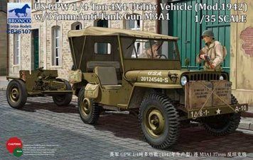 Збірна модель американського позашляховика GPW 1/4 тонни 4/4 (мод. 1942 р.) з 37-мм протитанковим п CB35107 фото