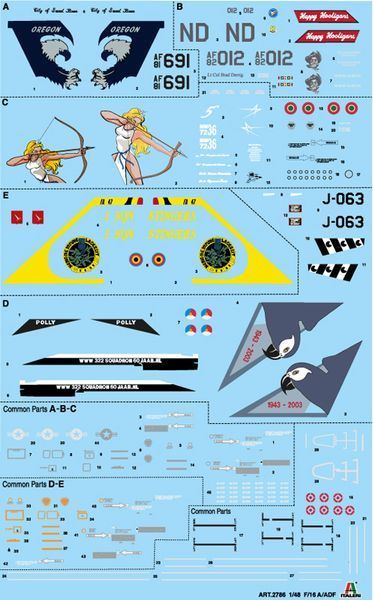 Збірна модель 1/48 літак F-16 A Fighting Falcon IT2786 фото