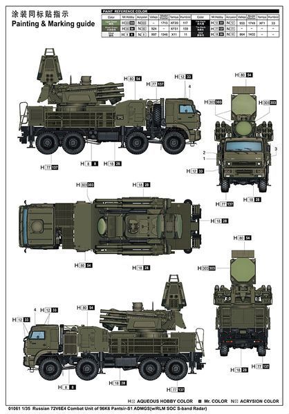 Збірна модель ракетної установки 72V6E4 Combat Unit of 96K6 Pantsir-S1 ADMGS (w/RLM SOC S-band Rada TR01061 фото