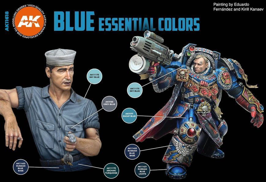 BLUE UNIFORM COLORS 3G / Набір фарб синього кольору для уніформи AK11618 фото
